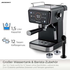 Espressor cafea Berdsen - 1,5 L, 1350 W, 20 Bar, Negru - Img 7