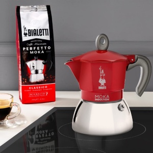 Espressor cafea Bialetti Moka Induction, 6 cesti, inox, rosu - Img 3