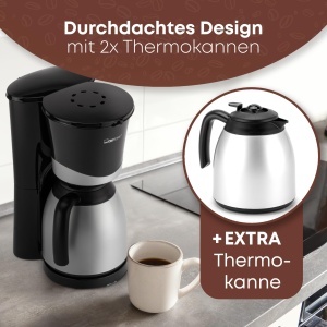 Espressor cafea Clatronic KA 3328, 2 termokanne, 1 litru, 870 W, negru - Img 2