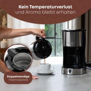 Espressor cafea Clatronic KA 3805, 8-10 cesti, 800W, inox - Img 3