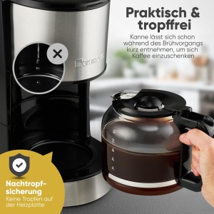 Espressor cafea Clatronic KA 3808, 12-14 cesti, 800W, inox - Img 4