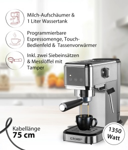 Espressor cafea Cloer 5829, 20 Bar, 1350W, 1 L - Img 2