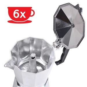 Espressor cafea HAEGER MOKA POT 6, capacitate 6 cesti, aluminiu, negru - Img 2