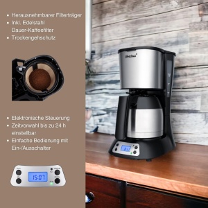 Espressor cafea Steba KM F3, 8 cesti, termokanna, inox - Img 2
