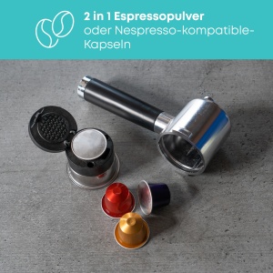 Espressor ProfiCook(r) 2 in 1 | Capsule de cafea si pudra de espresso | Masina de portafiltru 20 bar Pompa italiana | incl. duza de spumare a laptelui | Portafiltru pentru espresso traditional | PC-ES 1265 - Img 2