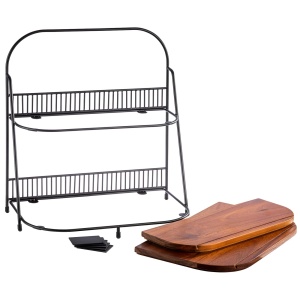 Etagere cu 2 niveluri APS, 35.5 x 21 cm, metal negru, 40 cm inaltime - Img 3