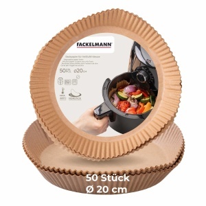 Fackelmann Hartie de copt rotunda 20 cm pentru friteuza cu aer cald rezistenta la ulei si apa 50 bucati