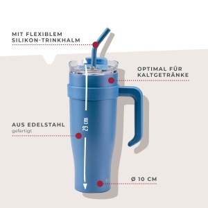 Fackelmann Isoliertrinkbecher XXL 1200 ml Albastru Inox Dublu Izolat - Img 2