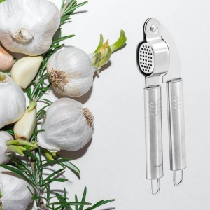 Fackelmann Knoblauchpresse Ovalgriff presa de usturoi din inox maner ergonomic argintiu - Img 2