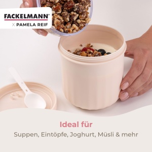 Fackelmann Lunchpot 500 ml Pastel Beige Rezistent la scurgeri Compatibil cu microunde - Img 5