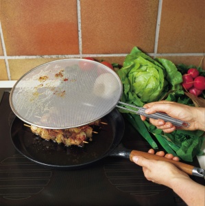 Fackelmann Opal Splatter Screen 29cm Argintiu Protectie Stropi Ulei - Img 2