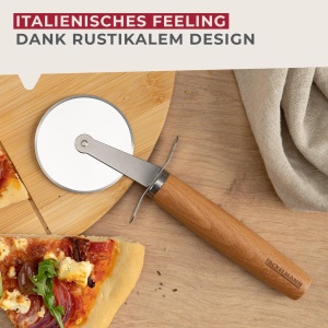 Fackelmann Pizzaschneider 21 cm Lama din otel inoxidabil Maner ergonomic din lemn de fag - Img 5