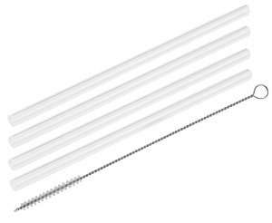 Fackelmann Set Paie din Sticla Transparenta 22cm cu Perie de Curatare Ecologice si Reutilizabile