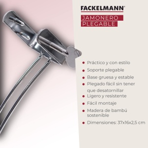 Fackelmann Suport Schinken Bambus Pliabil 37x16 cm Design Modern - Img 4