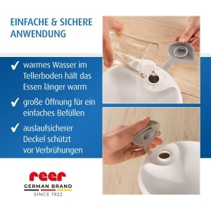 Farfurie pentru bebelusi reer cu suctiune, rutschfest, grialb, spulber, 19.5 x 18.7 cm - Img 4
