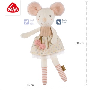 Fehn Bean Bag Mouse - Playmate, Protector & Cuddly Friend: Stuffed Toy - pentru bebelusi si copii mici de la 0+ luni - Img 4
