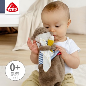 Fehn Cuddly Blanket Otter - Playmate, Sleeping Aid & Stuffed Animal Comforter cu capete de vidra pentru a apuca, simti, imbratisa si iubi bebelusii si copiii mici de la 0+ luni - Img 2