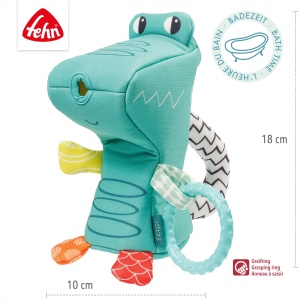 Fehn Giess-Krokodil 050073 Jucarie de baie pentru bebelusi si copii material impermeabil 16 cm - Img 5