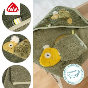 Fehn Kapuzenbadetuch Chameleon 042498 Prosop bebe cu gluga 80x80 cm material moale - Img 4