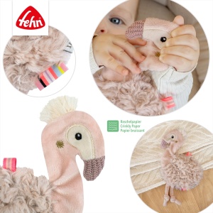 Fehn Knister-Flamingo 042276 Jucarie interactiva pentru bebelusi roz cu raschetpapier - Img 4