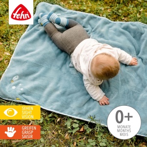 Fehn Kuscheldecke Fledermaus 100x75 cm Material moale si calduros Albastru - Img 3