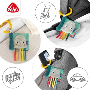 Fehn Mini-Knisterbuch Tintenfisch 043082 Carte senzoriala pentru bebelusi 6 pagini cu materiale interactive - Img 4