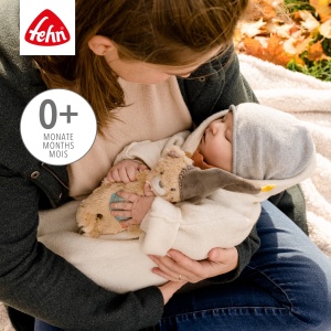 Fehn Music Box Baby Sleep Aid Bear - Jucarie de plus cu ajutor delicat pentru somn Melody "Brahms Lullaby" - Jucarii pentru bebelusi pentru mers si acasa - Jucarii muzicale pentru bebelusi si copii mici - Img 3