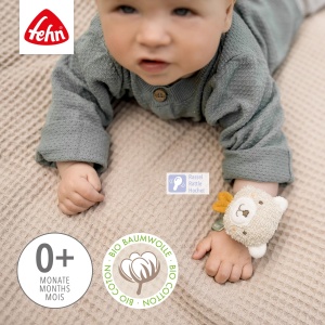 Fehn Rasselarmband Baby fehnNatur Toy Bear - Jucarie de prindere a abilitatilor motorii Jucarie pentru a zdrangani, simti - Jucarie de plus Jucarie pentru bebelusi cu bumbac organic - Jucarii pentru bebelusi si copii mici de la 0+ luni - Img 3
