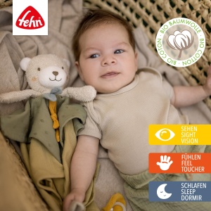 Fehn Schmusetuch Bear fehnNATUR 048063 Materiale Organice 35 cm Cu Inel Pentru Suzeta - Img 3