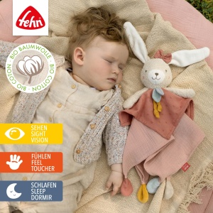 Fehn Schmusetuch Hase fehnNATUR 048070 Material Bio Cu Inel Pentru Suzeta 37 cm - Img 3
