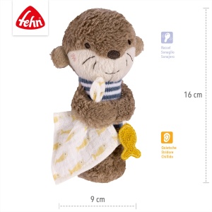 Fehn Stabgreifling Otter Theo 047073 Jucarie pentru Bebelusi cu Rassel si Quietsche - Img 2