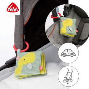 Fehn Stoffbuch Happy Dino 051148 Jucarie din Material Textil cu Motive Dinozauri pentru Bebeti si Copii 0 luni - Img 4