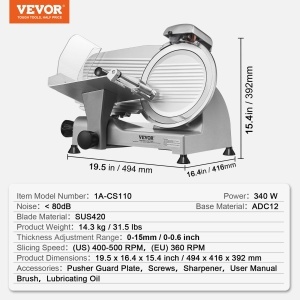Feliator electric VEVOR 1A-CS110 340W lama 254 cm grosime reglabila 0-15 mm - Img 7