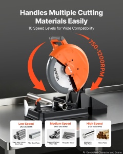 Ferastrau metalic VEVOR 3500W cu disc de 355mm, taiere eficienta - Img 3