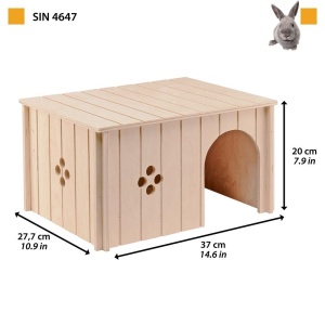 Ferplast Casa pentru iepuri accesoriu cusca pentru iepuri cu acoperis plat si orificii de ventilatie in kit 37 x 277 x H 20 cm SIN 4647 Casa din lemn  - Img 2
