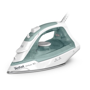 Fier de calcat cu abur Tefal Virtuo 30, 2000 W, 27 g/min. Debit de abur, 120 g/min. Explozie de abur, 30 sec. Timp de incalzire, Abur vertical, Oprire picurare, Varf de precizie pentru etrier, Eucalipt, FV2C42E0