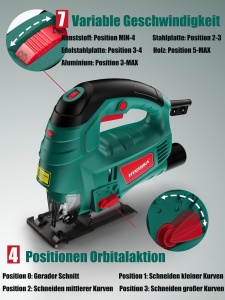 Fierastrau pendular HYCHIKA 800W Laser 7 viteze variabile 6 lame incluse - Img 4