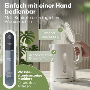 Fierbator apa Bomann WK 6090 CB, 1.7L, 2200W, alb, BPA free - Img 3