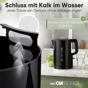 Fierbator apa Clatronic WK 3835, 1.7L, 2200W, negru - Img 5
