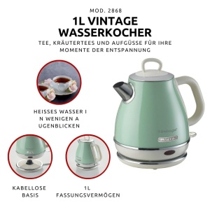 Fierbator Ariete Vintage 2868, 1 L, 1630W, Inox, Verde - Img 3