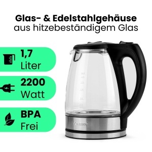 Fierbator Bomann WKS 6032 CB 17 Litri SticlaInox 2200W Protectie BPA - Img 2