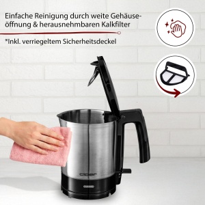 Fierbator de apa Cloer 4700, 1.5L, 2200W, inox, negru - Img 4