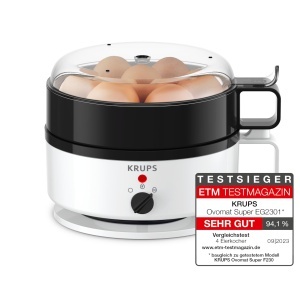 Fierbator de oua Krups Ovomat Super EG230115 7 oua Functie de mentinere la cald AlbNegru - Img 2