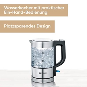 Fierbator de sticla SEVERIN Mini 0,5 L, puternic si compact in design de inalta calitate, ceainic electric cu filtru de calcar, otel inoxidabil/negru, WK 3472 - Img 3