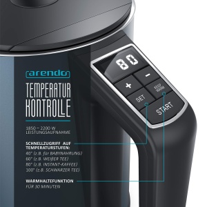 Fierbator electric Arendo Elegant, 1.5L, 2200W, temperatura reglabila, Admiral Albastru - Img 5