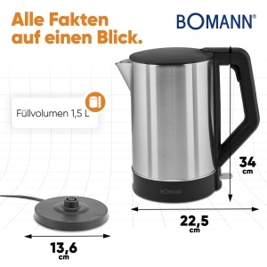 Fierbator electric Bomann WKS 3002 CB, 1.5L, 2200W, BPA-free, Negru - Img 8