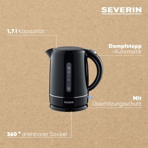 Fierbator electric Severin WK 4322, 1.7 L, 2200 W, filtru anticalcar, negru - Img 4