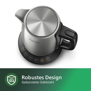 Fierbator Philips - Capacitate de 1,7 L cu control al temperaturii, functie de mentinere la cald si indicator de control, baza de pirueta, 2200 wati, 23 x 18,8 x 25,7 cm, otel inoxidabil, (HD9359/90) - Img 4