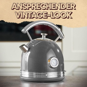 Fierbator ProfiCook(r) 1.7L cu design vintage elegant - Ceainic retro cu carcasa metalica solida si aplicatii cromate - Ceainic cu afisaj de temperatura, 2200W - PC WKS 1192 antracit - Img 7