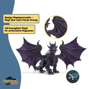 Figurina Dragon Schleich ELDRADOR Schattendrache 70152, 22 x 19 x 13 cm, cu aripi mobile - Img 5